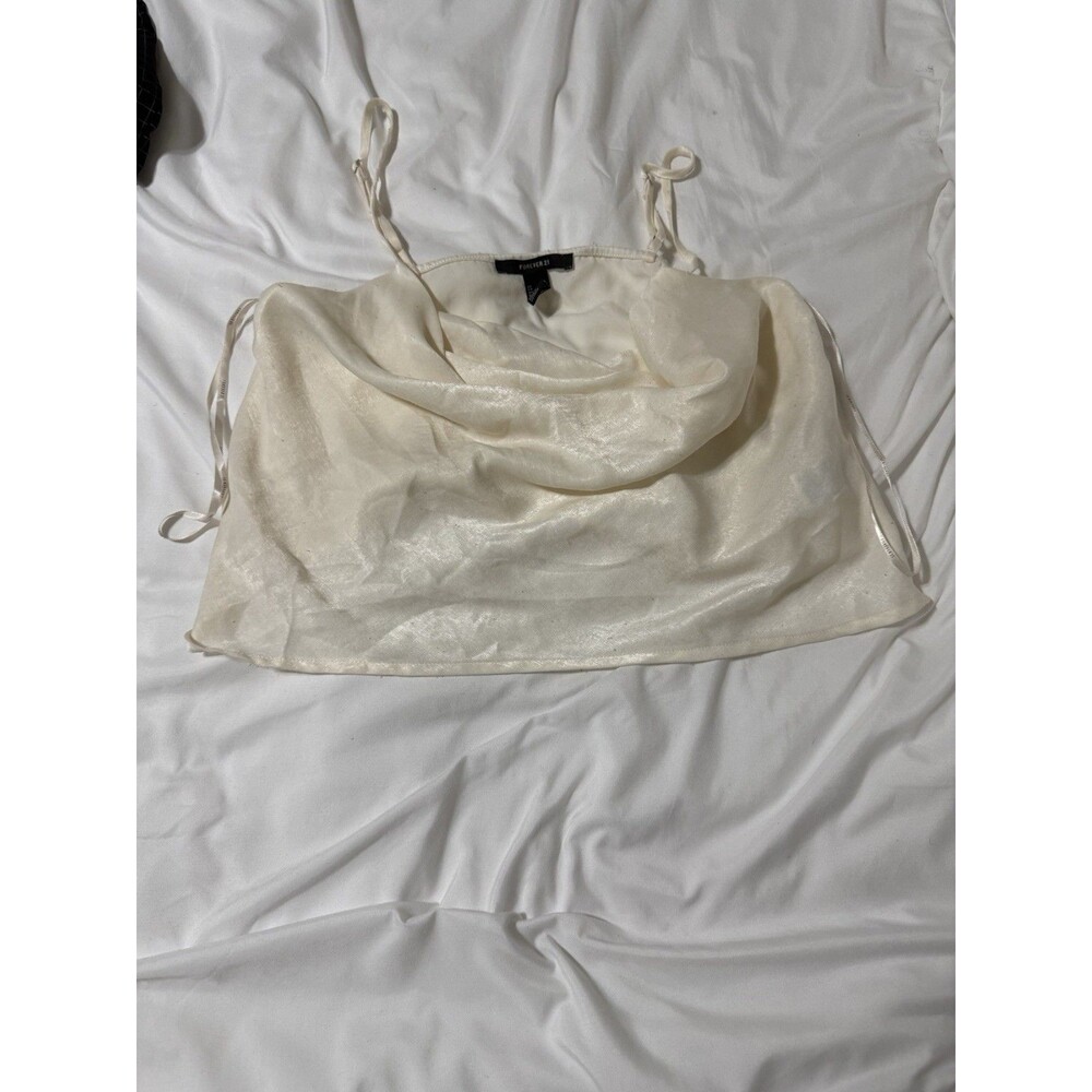 Forever 21 Beige Satin Polyester Solid Camisole Adjustable Straps Womens S